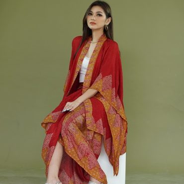 Setelan Outer Rok Lilit Viscose Kombinasi Merah – Batik Trusmi